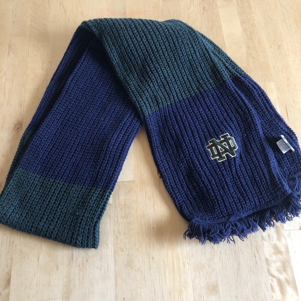 Notre Dame Fighting Irish whaler knits Scarf‎ Blue White And Green